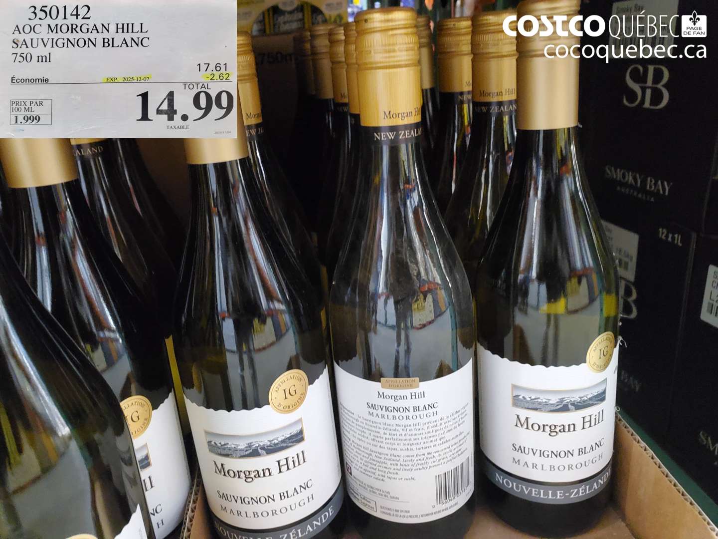 350142 AOC MORGAN HILL SAUVIGNON BLANC 750 ml ($2.62 INSTANT SAVINGS EXPIRES ON 2025-12-07) $14.99
