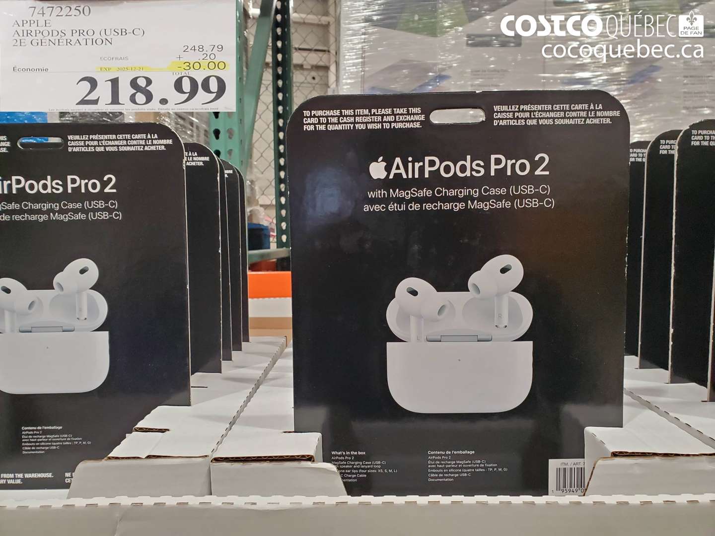 7472250 APPLE AIRPODS PRO (USB-C) 2E GENERATION ($30.00 INSTANT SAVINGS EXPIRES ON 2025-12-21) $218.99
