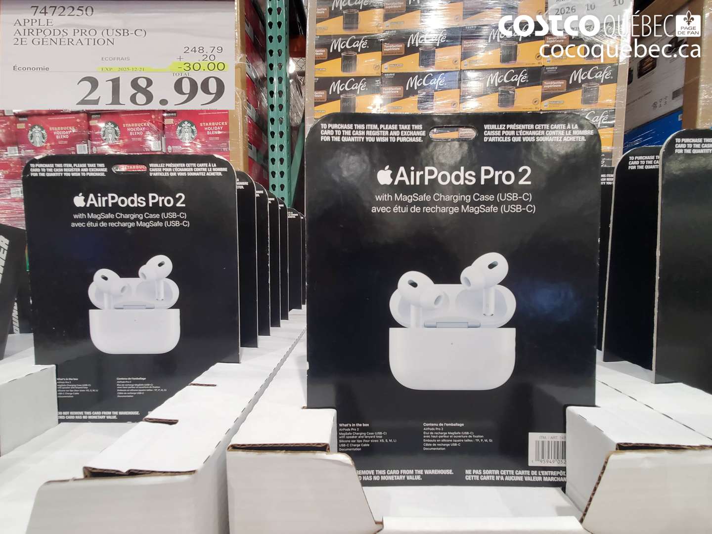 7472250 APPLE AIRPODS PRO (USB-C) 2E GENERATION  ($30.00 INSTANT SAVINGS EXPIRES ON 2025-12-21) $218.99