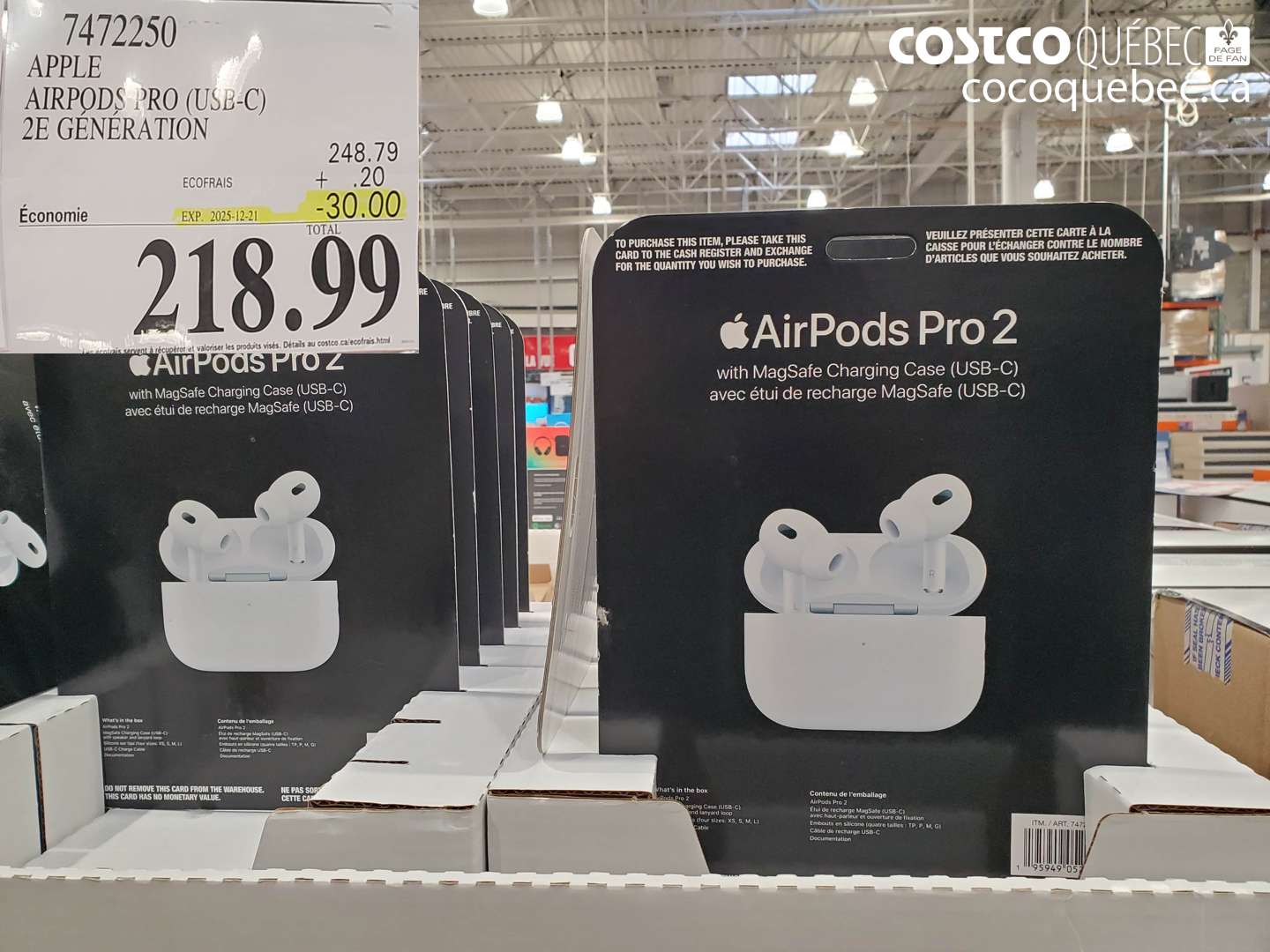 7472250 APPLE AIRPODS PRO (USB-C) 2E GENERATION  ($30.00 INSTANT SAVINGS EXPIRES ON 2025-12-21) $218.99