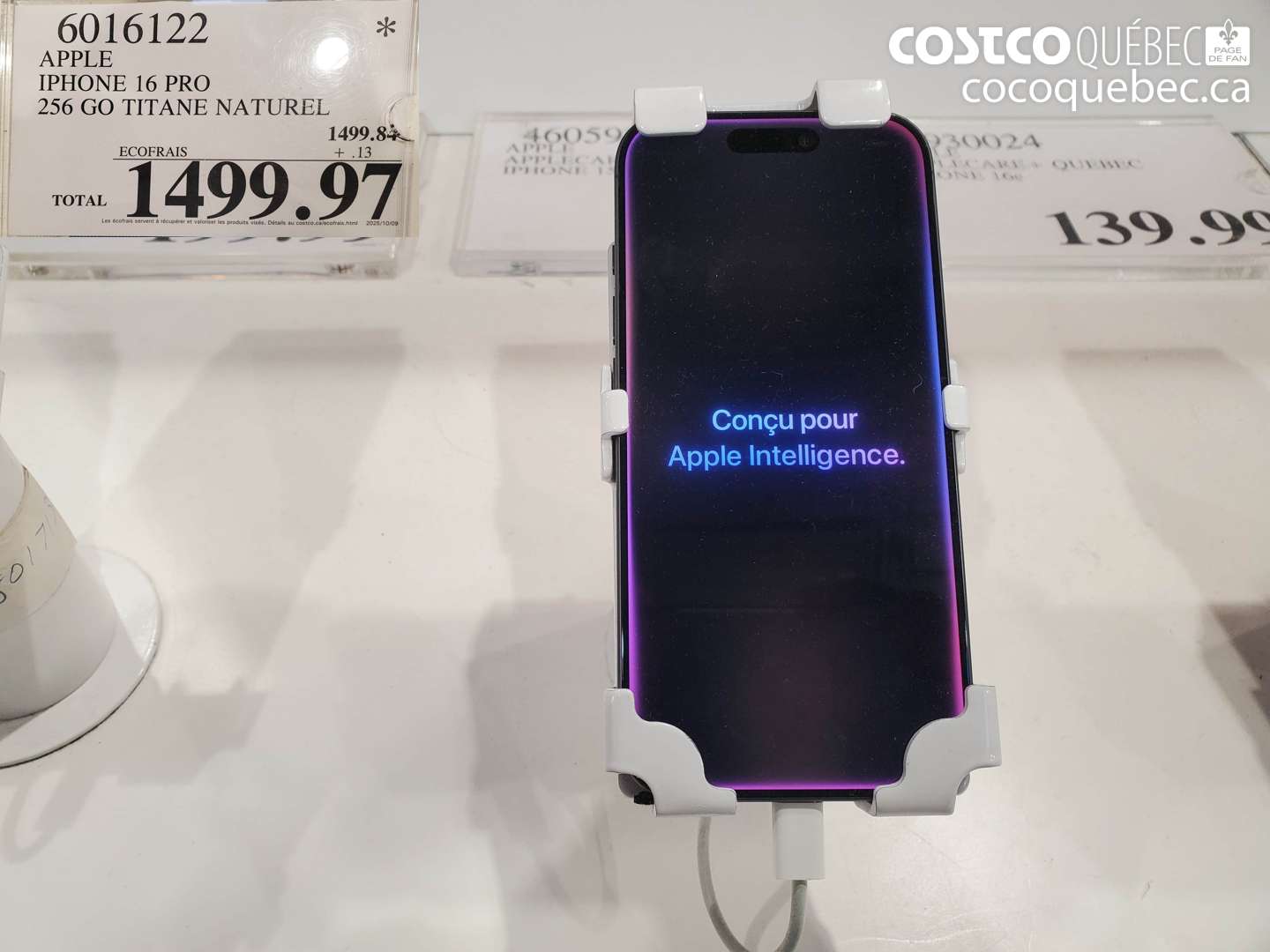 6016122 APPLE IPHONE 16 PRO 256 GO TITANE NATUREL  $1499.97