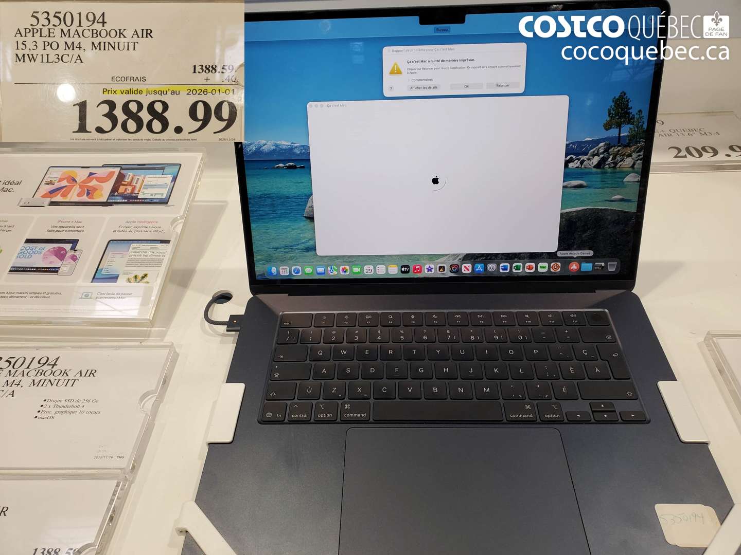 5350194 APPLE MACBOOK AIR 15,3 PO M4, MINUIT MW1L3C/A (EXPIRES ON 2026-01-01) $1388.99