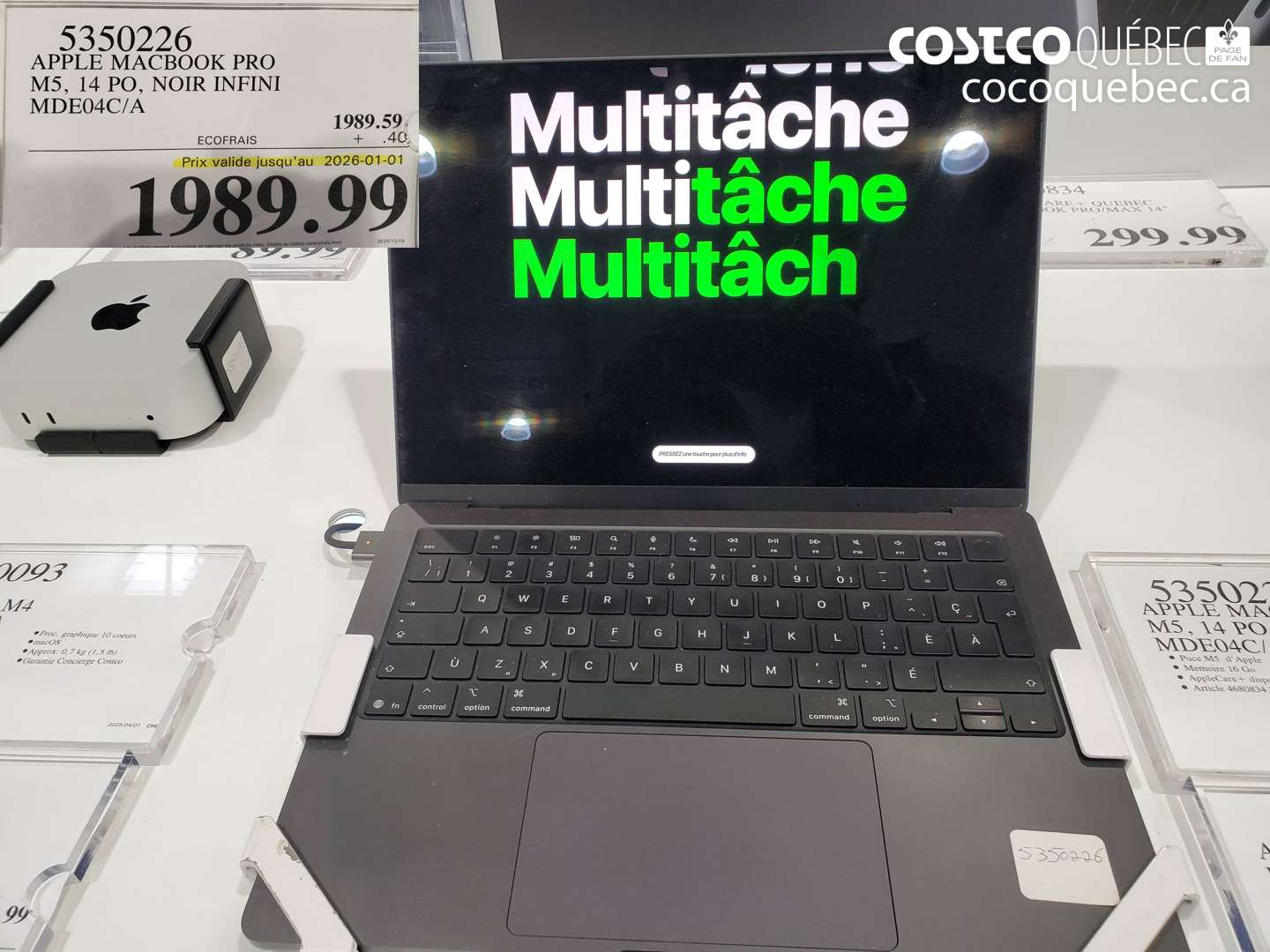 5350226 APPLE MACBOOK PRO M5, 14 PO, NOIR INFINI MDE04C/A (EXPIRES ON 2026-01-01) $1989.99