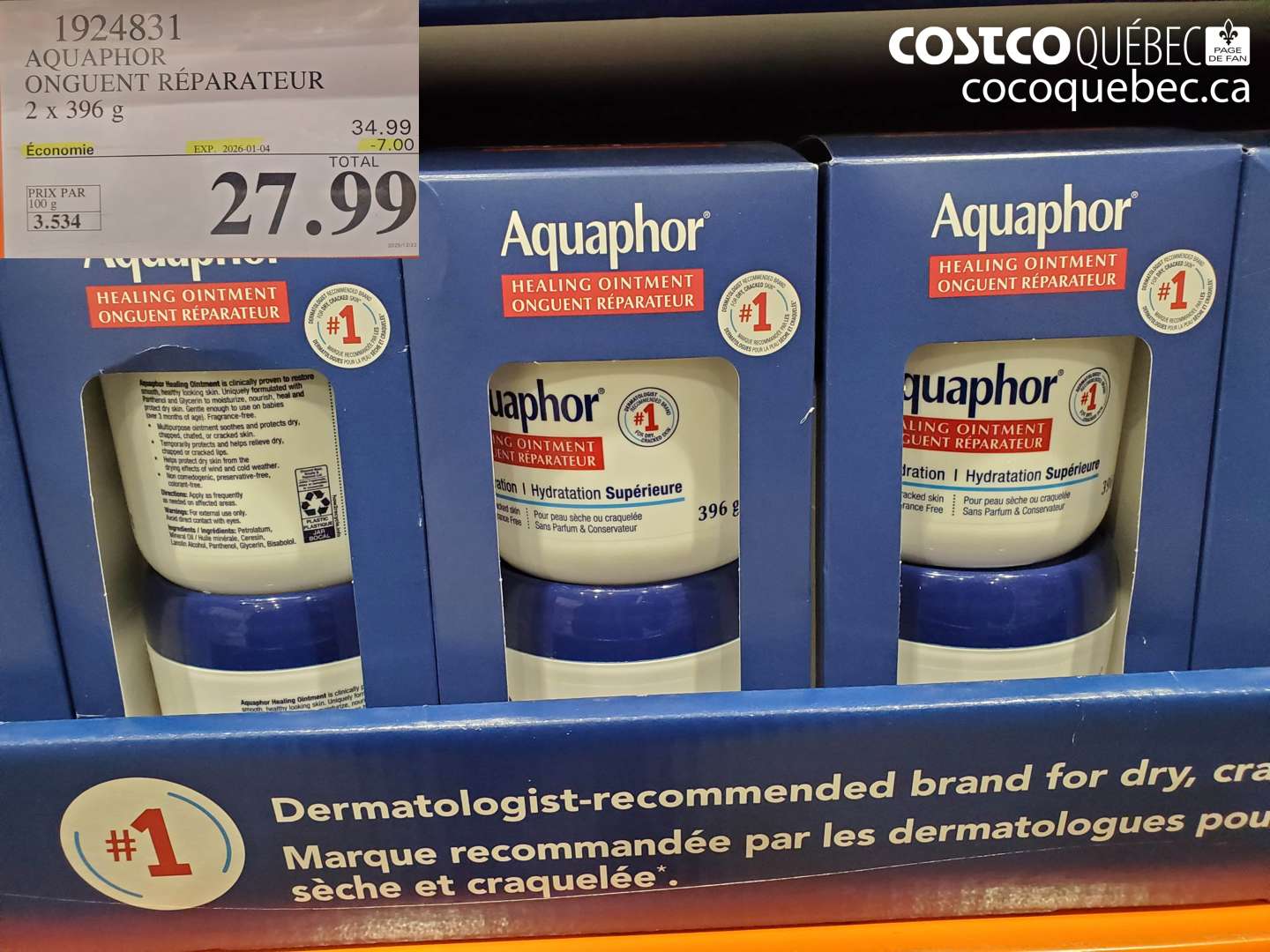 1924831 AQUAPHOR ONGUENT RÉPARATEUR ($7.00 INSTANT SAVINGS EXPIRES ON 2026-01-04) $27.99