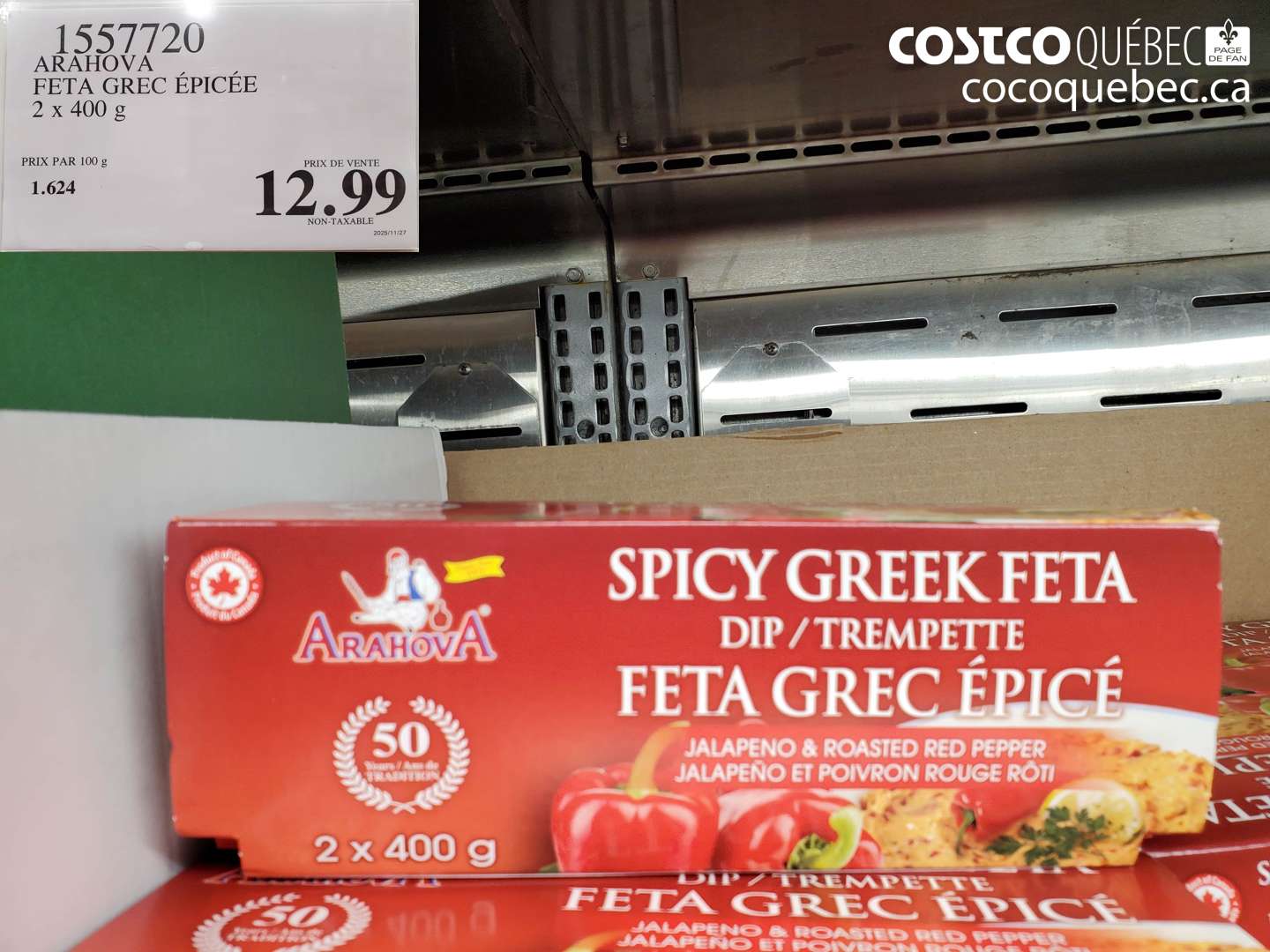 1557720 ARAHOVA FETA GREC ÉPICÉE 2 x 400 g $12.99