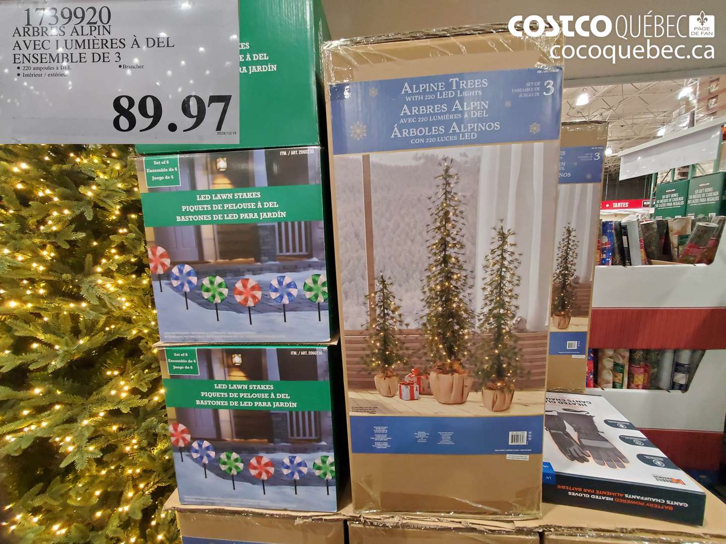 1739920 ARBRES ALPIN AVEC 1 LUMIÈRE À DEL ENSEMBLE DE 3 $89.97