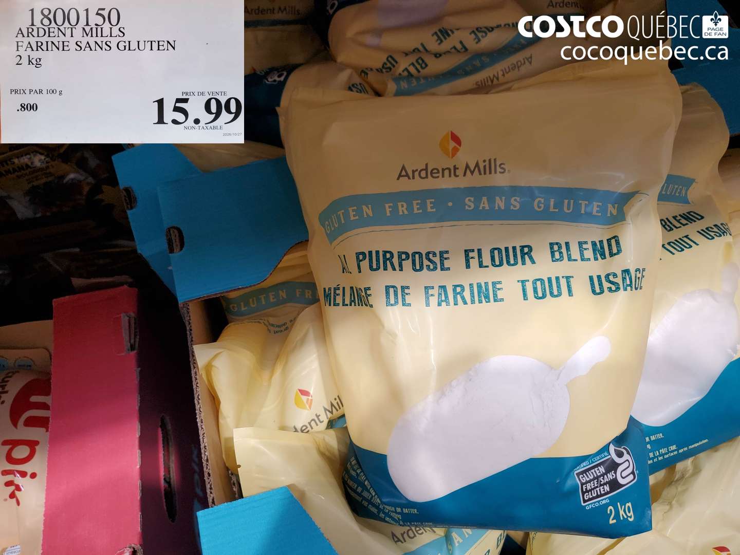 1800150 ARDENT MILLS FARINE SANS GLUTEN 2 kg $15.99