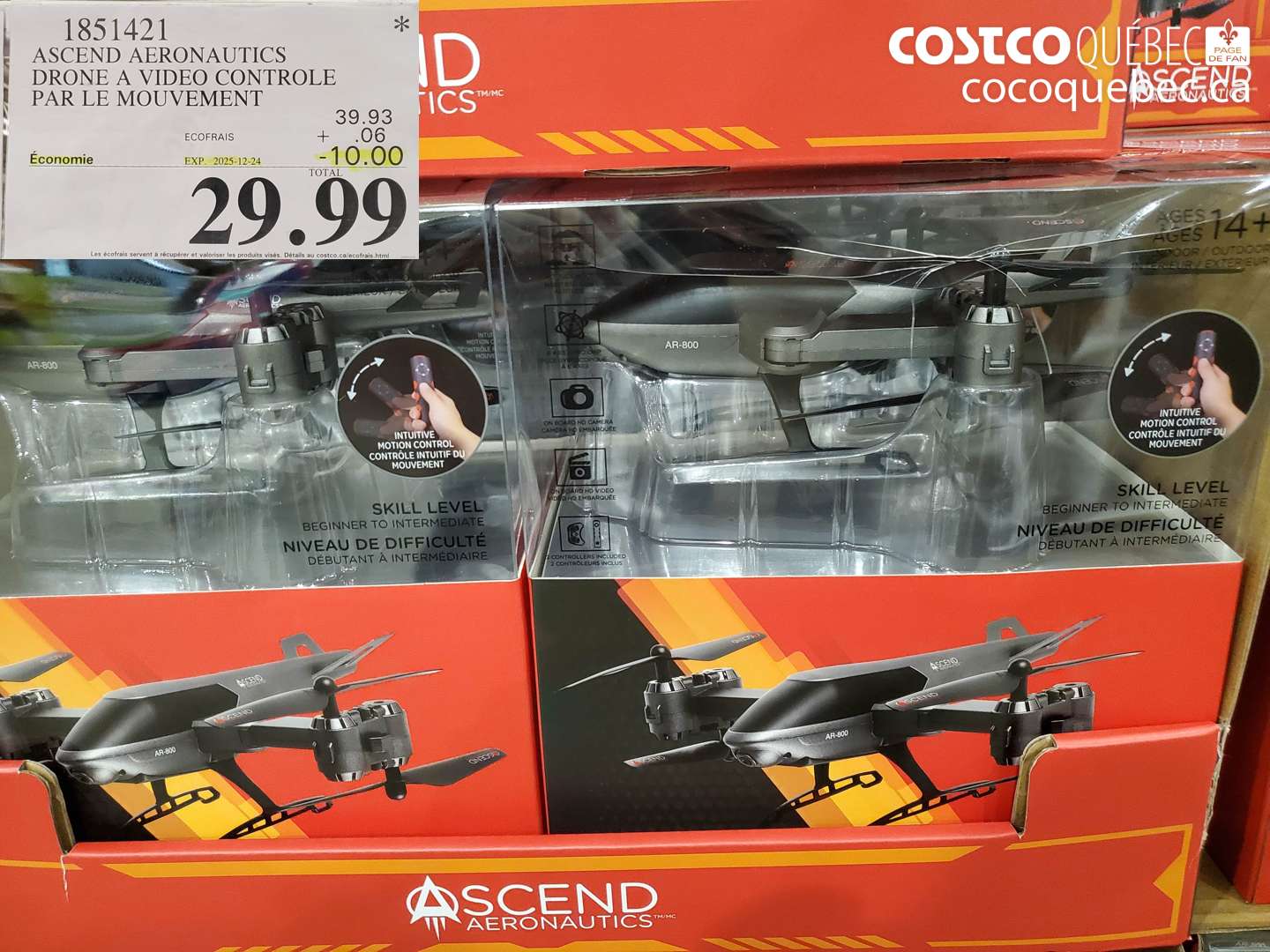 1851421 ASCEND AERONAUTICS DRONE A VIDEO CONTROLE PAR LE MOUVEMENT ($10.00 INSTANT SAVINGS EXPIRES ON 2025-12-24) $29.99