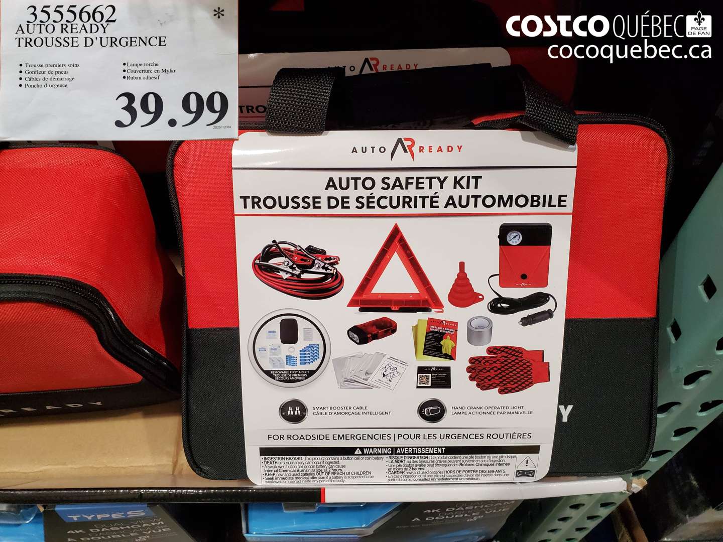 3555662 AUTO READY TROUSSE D'URGENCE $39.99