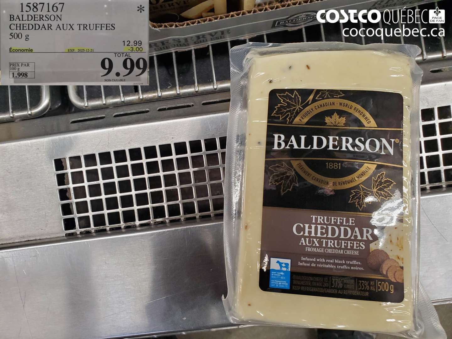 1587167 BALDERSON CHEDDAR AUX TRUFFES 500 g (EXPIRES ON 2025-12-21) $9.99
