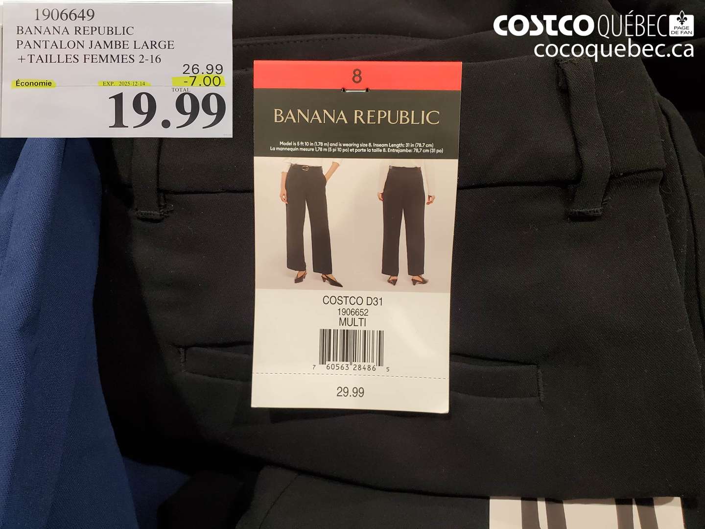 1906649 BANANA REPUBLIC PANTALON JAMBE LARGE +TAILLES FEMMES 2-16 (EXPIRES ON 2025-12-14) $19.99
