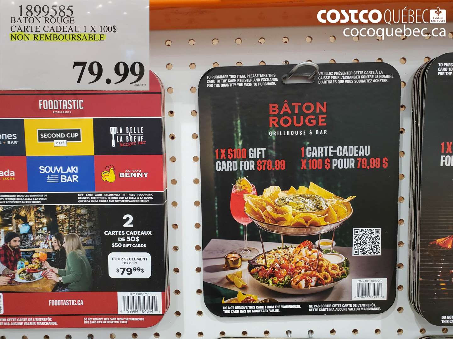 1899585 BATON ROUGE CARTE CADEAU 1 X 100$ $79.99