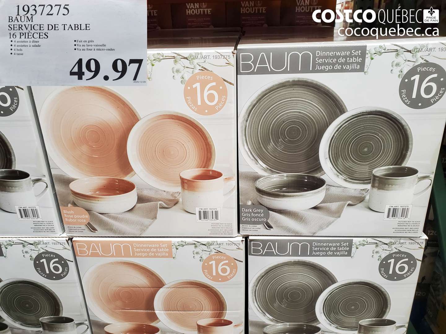 1937275 BAUM SERVICE DE TABLE 16 PIECES $49.97