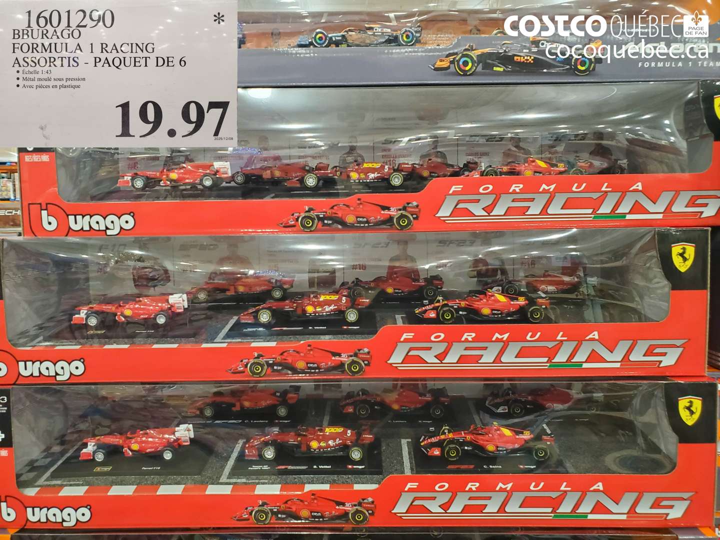 1601290 BBURAGO FORMULA 1 RACING ASSORTIS - PAQUET DE 6 $19.97