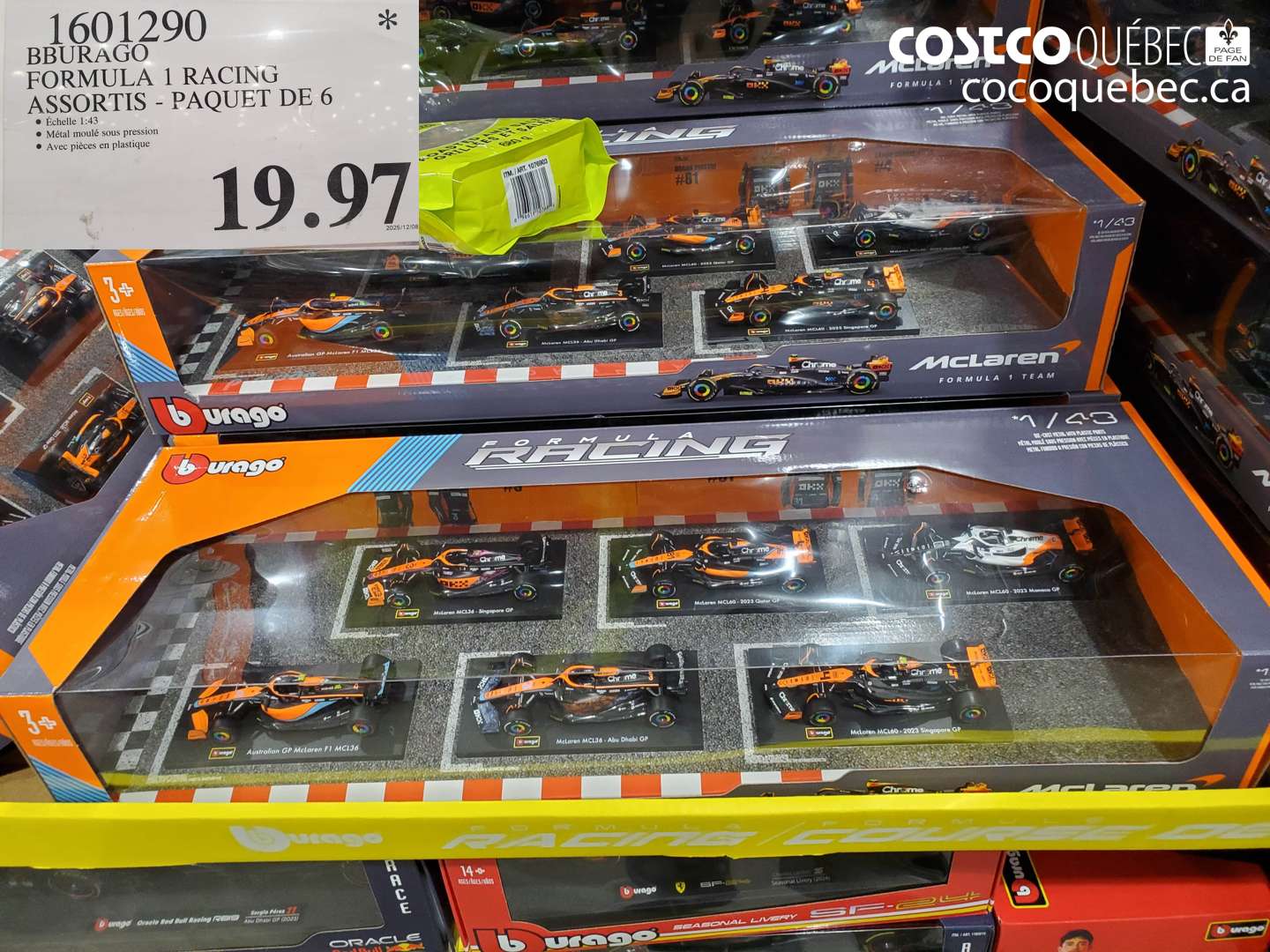 1601290 BBURAGO FORMULA 1 RACING ASSORTIS - PAQUET DE 6 $19.97