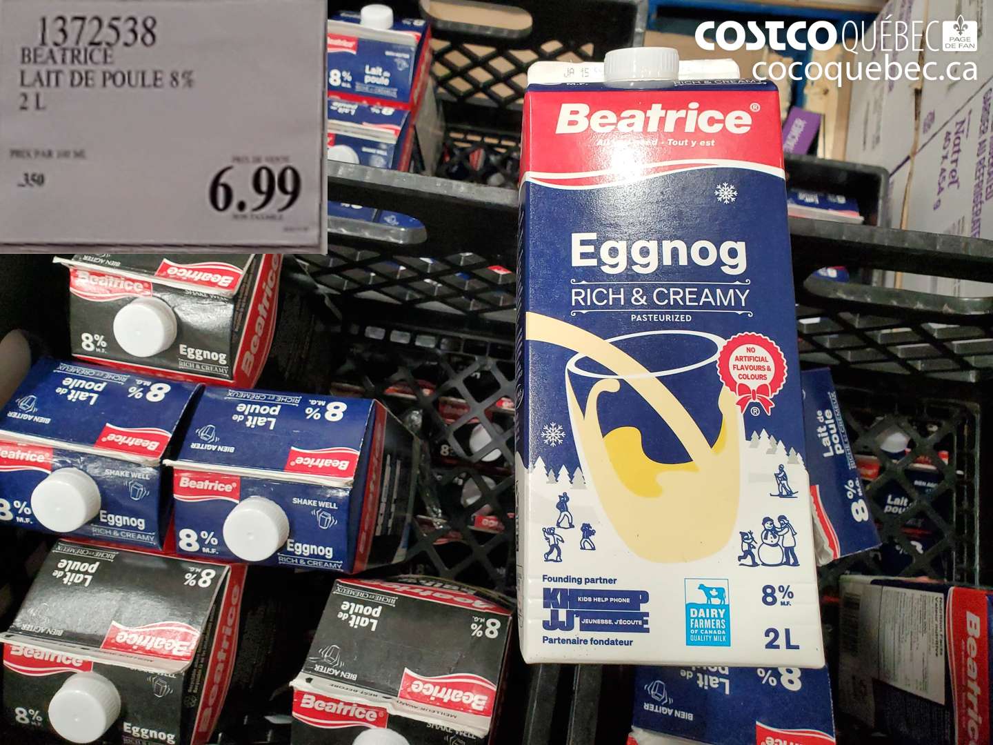 1372538 BEATRICE LAIT DE POULE 8% 2 L $6.99