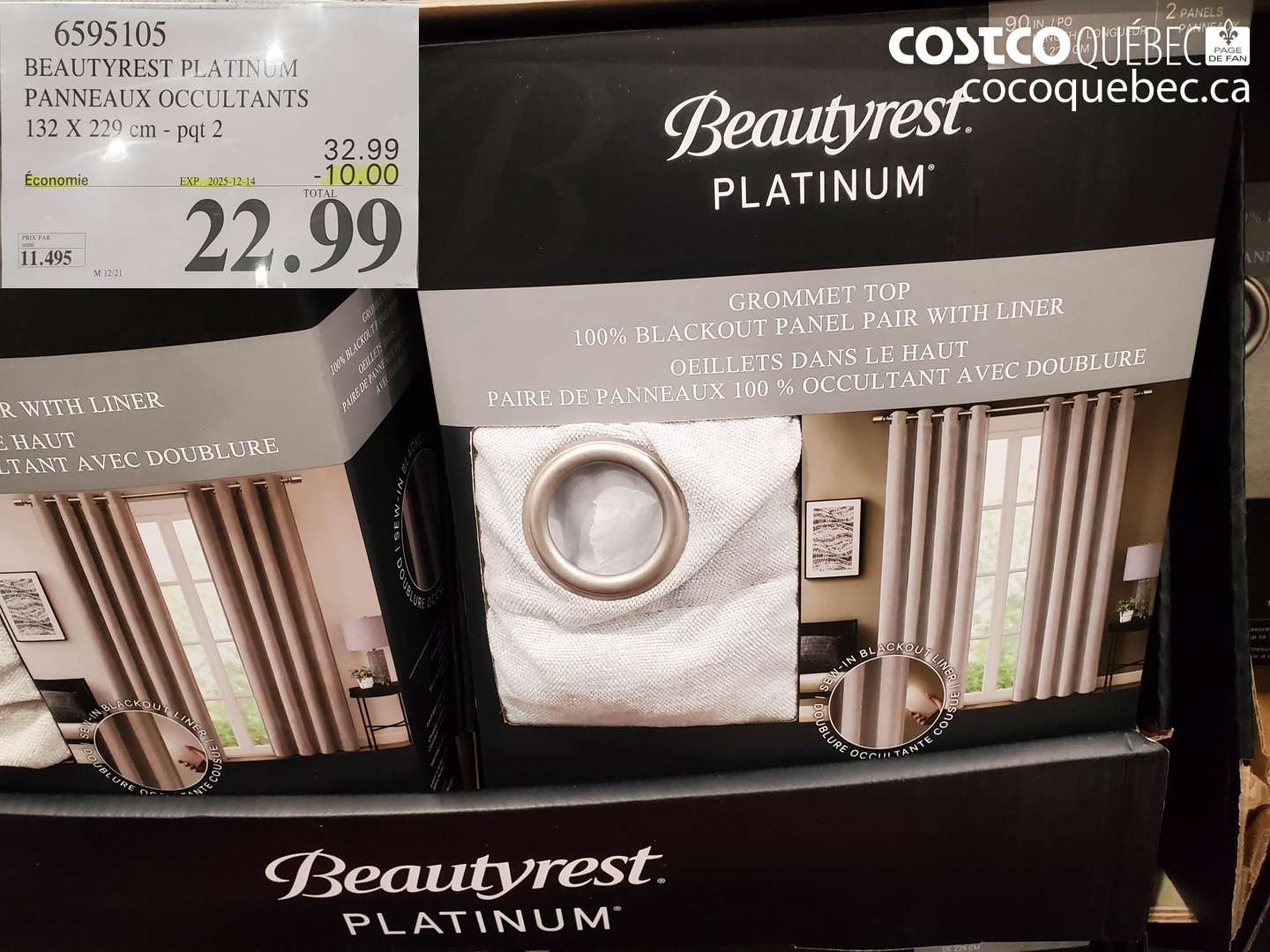 6595105 BEAUTYREST PLATINUM PANNEAUX OCCULTANTS (EXPIRES ON 2025-12-14) $22.99
