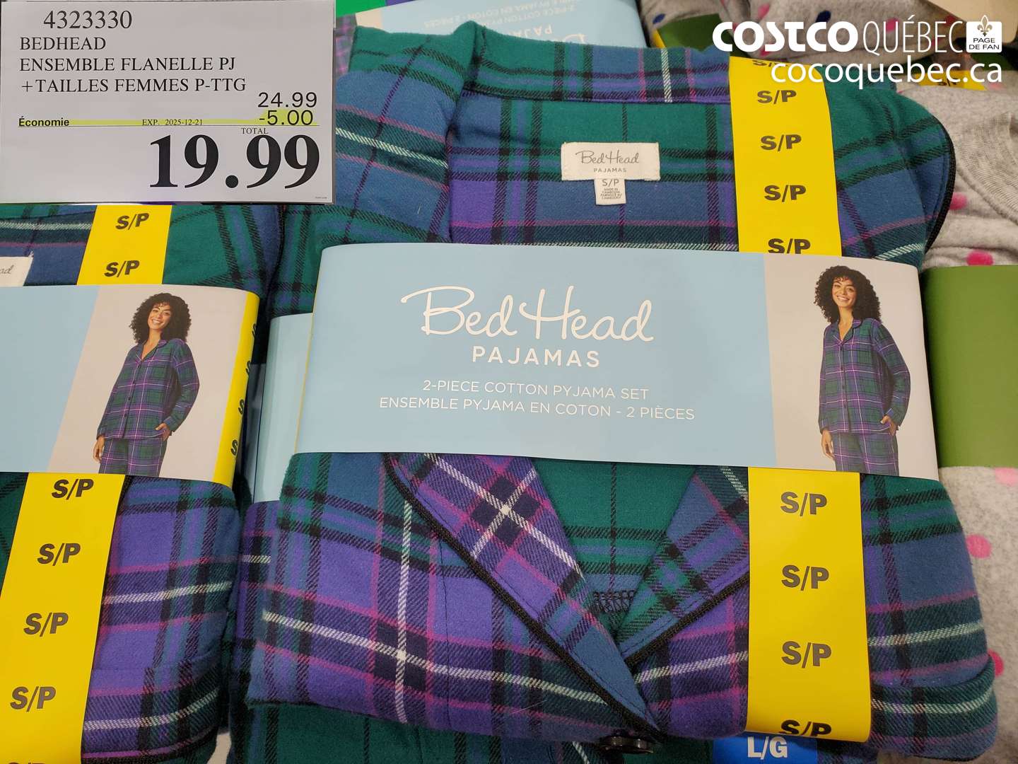 4323330 BEDHEAD ENSEMBLE FLANELE PJ +TAILLES FEMMES P-TG (EXPIRES ON 2025-12-21) $19.99