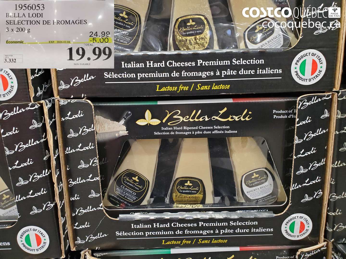 1956053 BELLA LODI SELECTION DE FROMAGES 3 x 200 g ($5.00 INSTANT SAVINGS EXPIRES ON 2026-01-04) $19.99