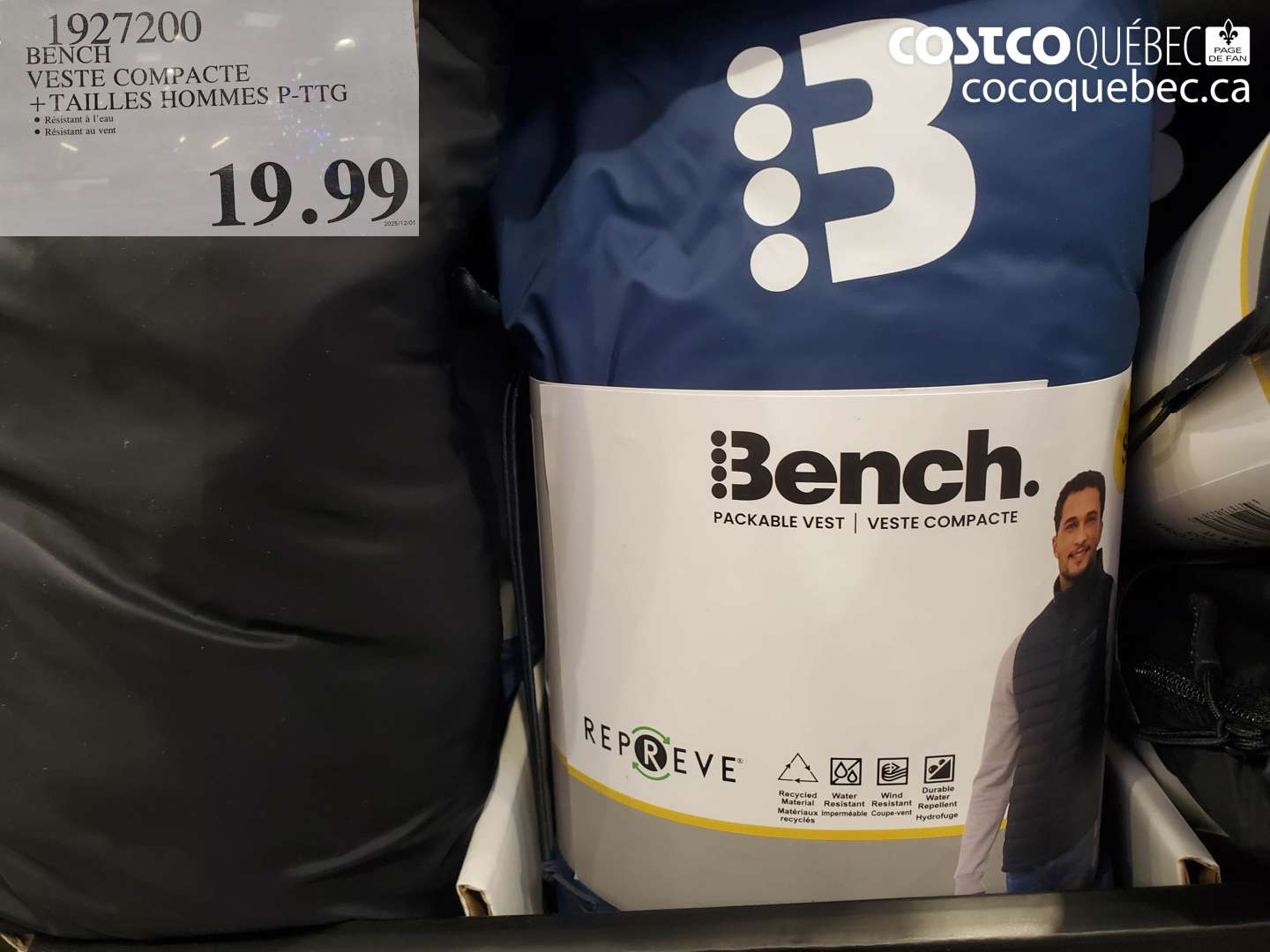 1927200 BENCH VESTE COMPACTE + TAILLES HOMMES P-TG $19.99