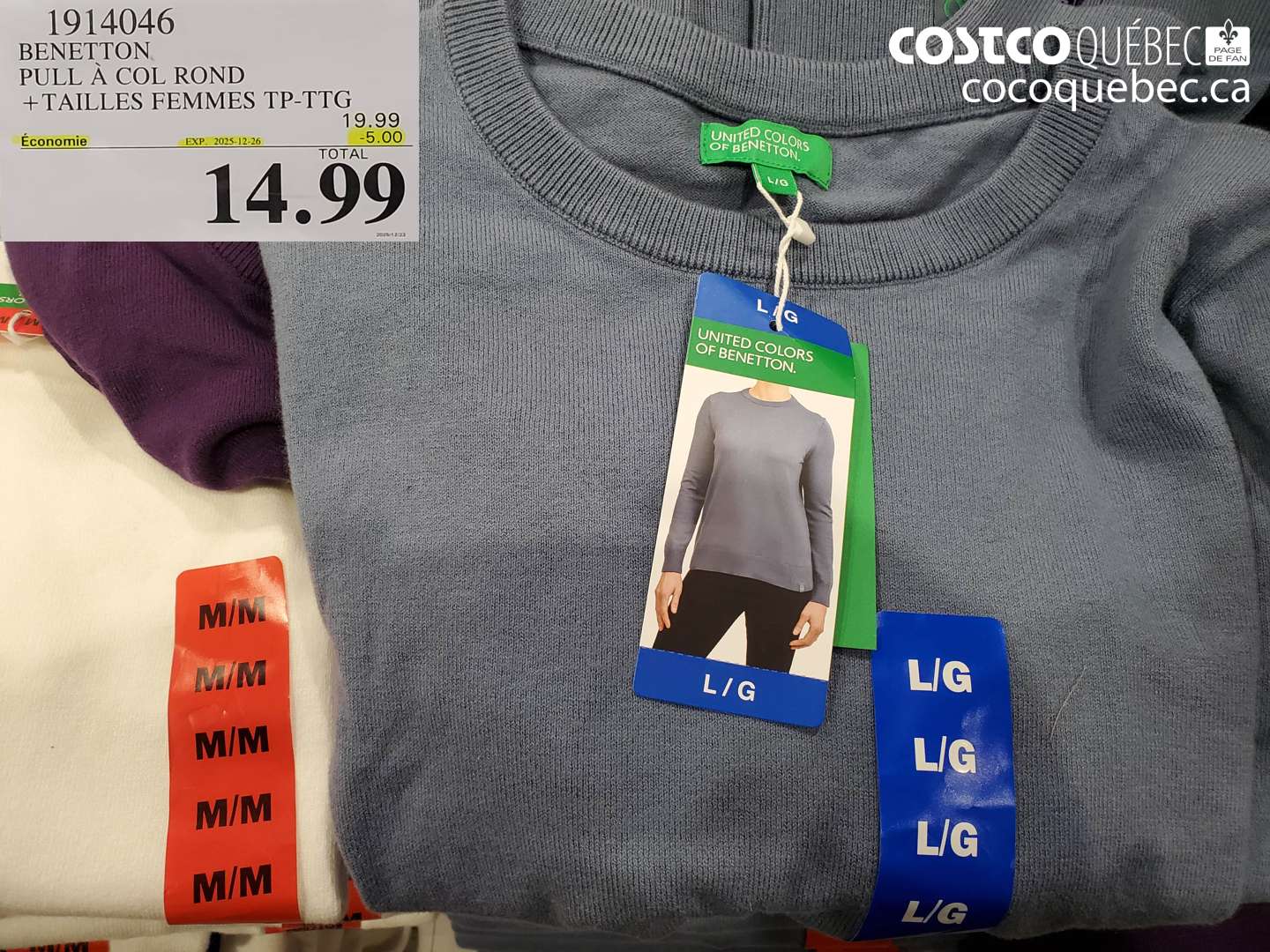 1914046 BENETTON PULL À COL ROND + TAILLES FEMMES TP-TTG ($5.00 INSTANT SAVINGS EXPIRES ON 2025-12-26) $14.99