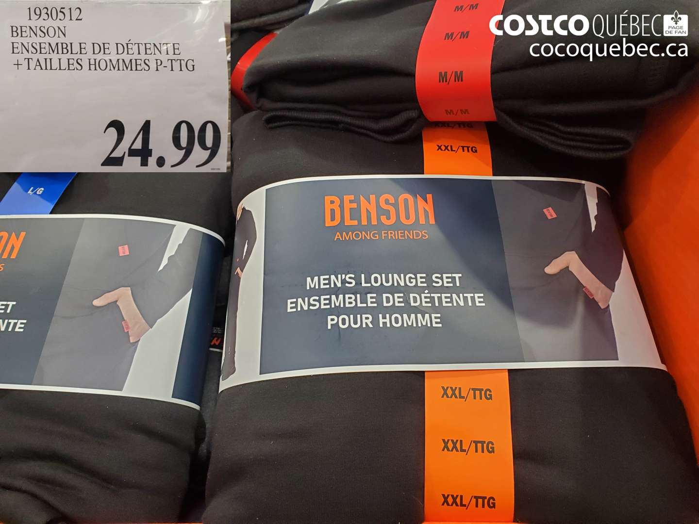 1930512 BENSON ENSEMBLE DE DÉTENTE +TAILLES HOMMES P-TTG $24.99