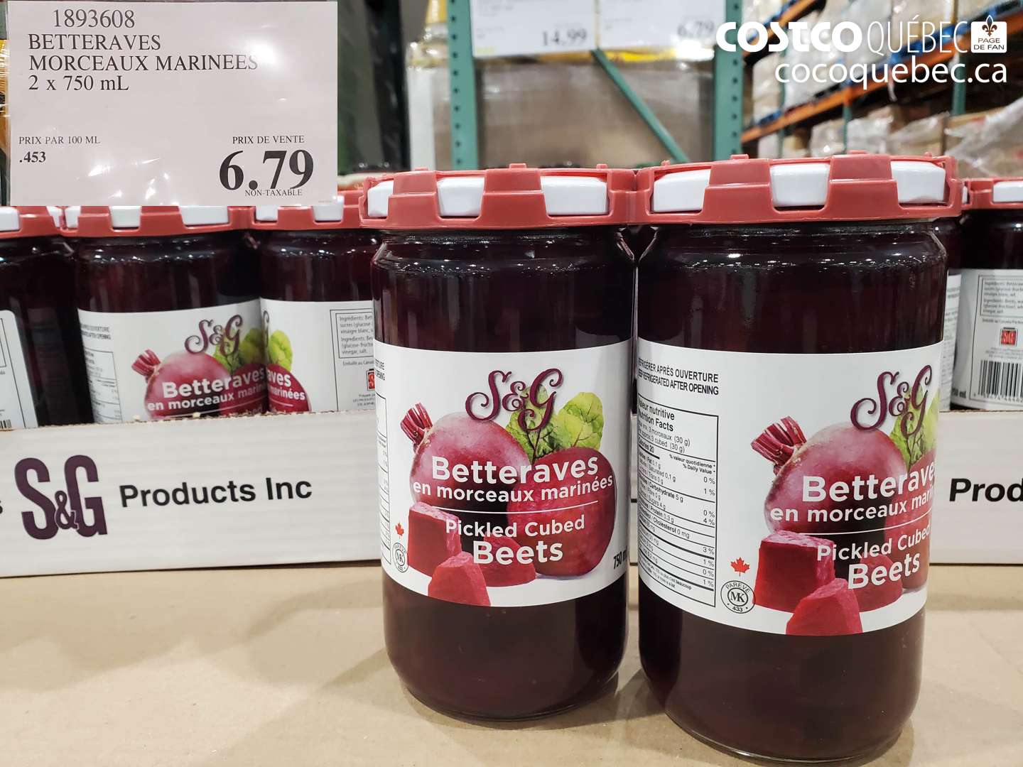 1893608 BETTERAVES MORCEAUX MARINEES 2 x 750 ml $6.79