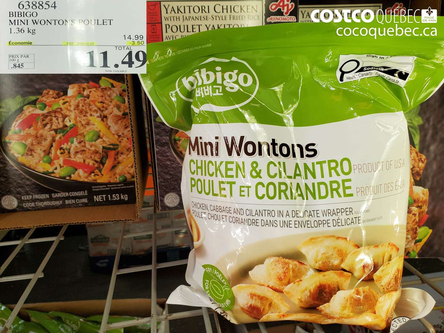 638854 BIBIGO MINI WONTONS POULET 1.36 kg ($3.50 INSTANT SAVINGS EXPIRES ON 2026-01-04) $11.49