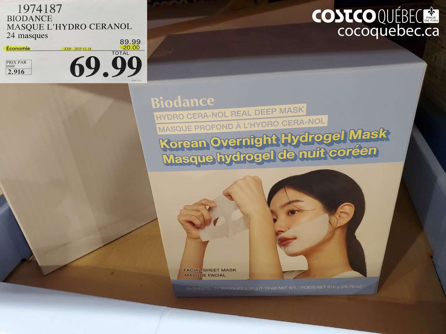 1974187 BIODANCE MASQUE L'HYDRO CERANOL 24 masques ($20.00 INSTANT SAVINGS EXPIRES ON 2025-12-18) $69.99