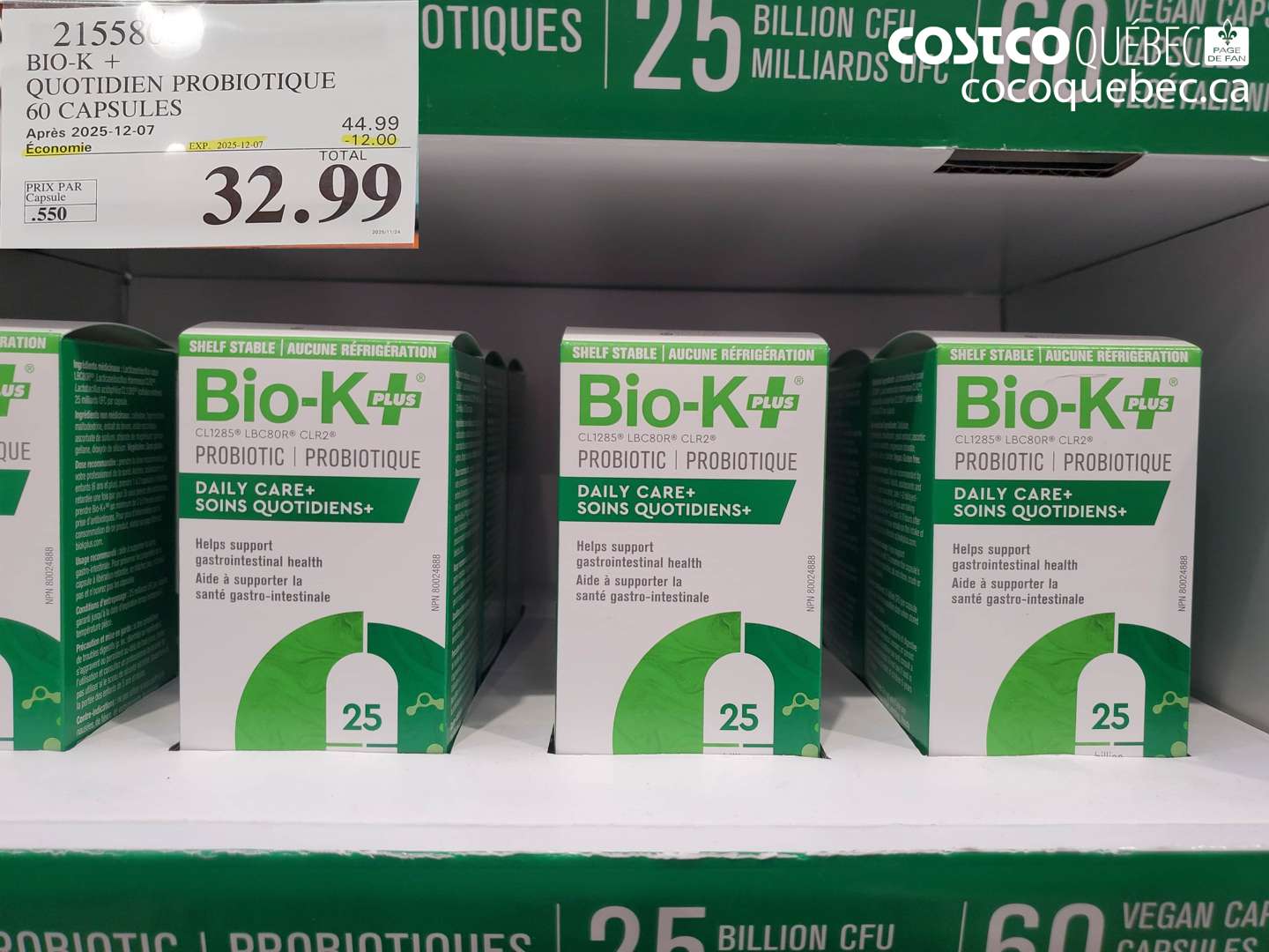 215580 BIO-K + QUOTIDIEN PROBIOTIQUE 60 CAPSULES ($12.00 INSTANT SAVINGS EXPIRES ON 2025-12-07) $32.99