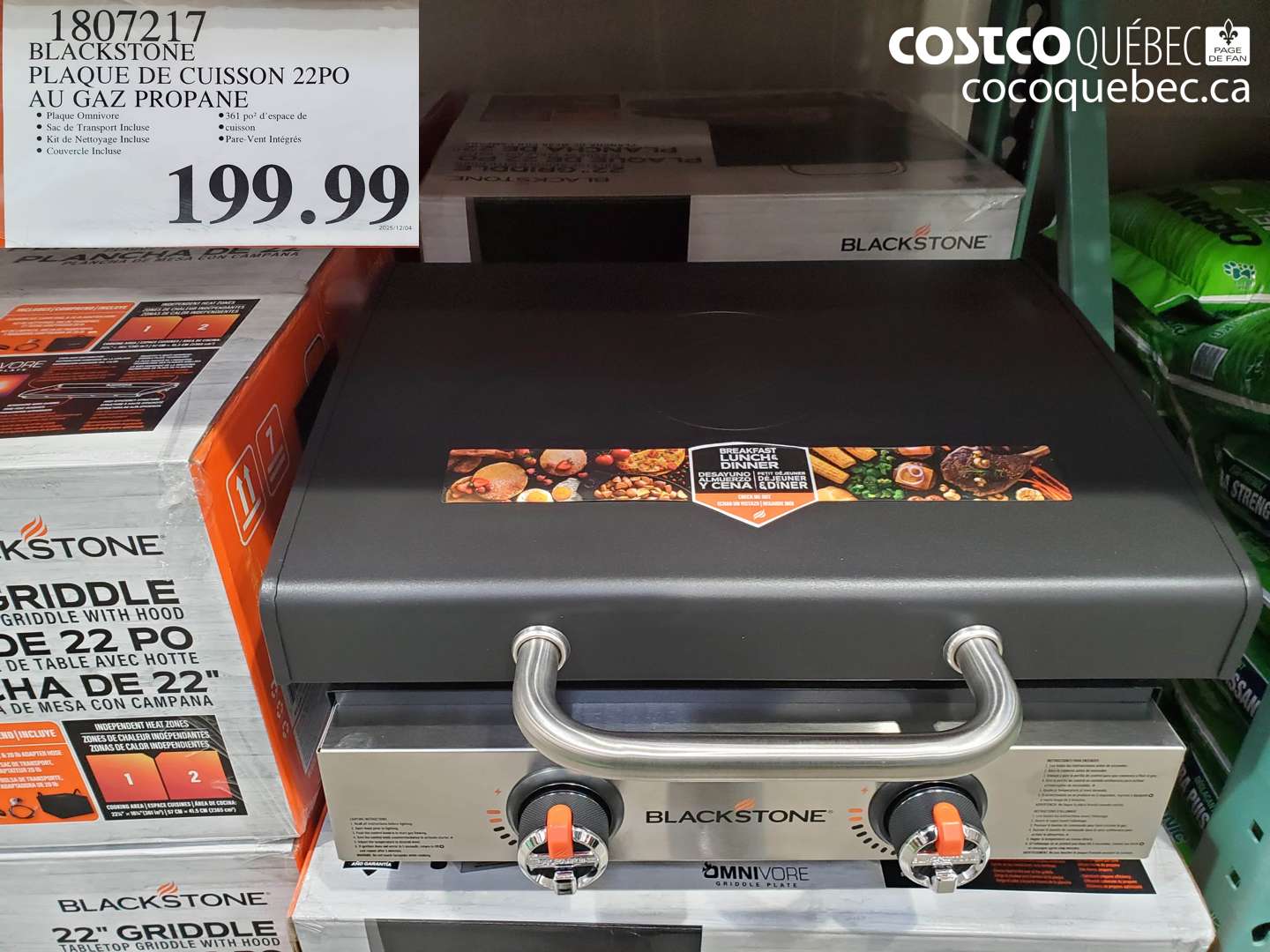 1807217 BLACKSTONE PLAQUE DE CUISSON 22PO AU GAZ PROPANE $199.99