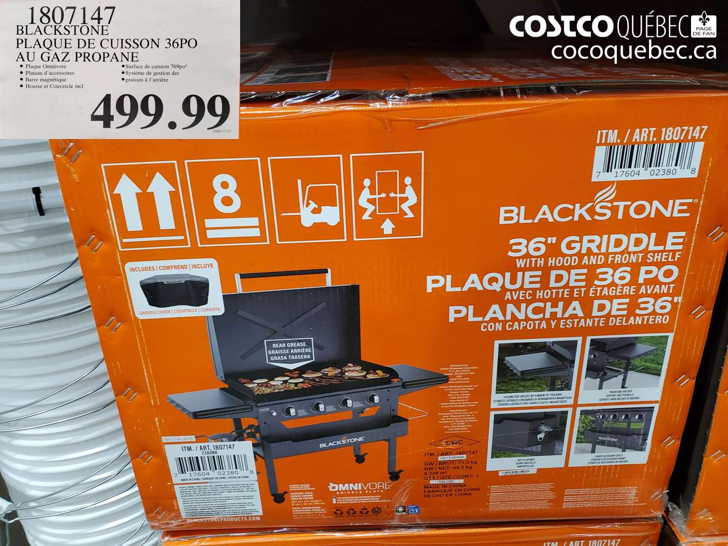 1807147 BLACKSTONE PLAQUE DE CUISSON 36PO AU GAZ PROPANE $499.99