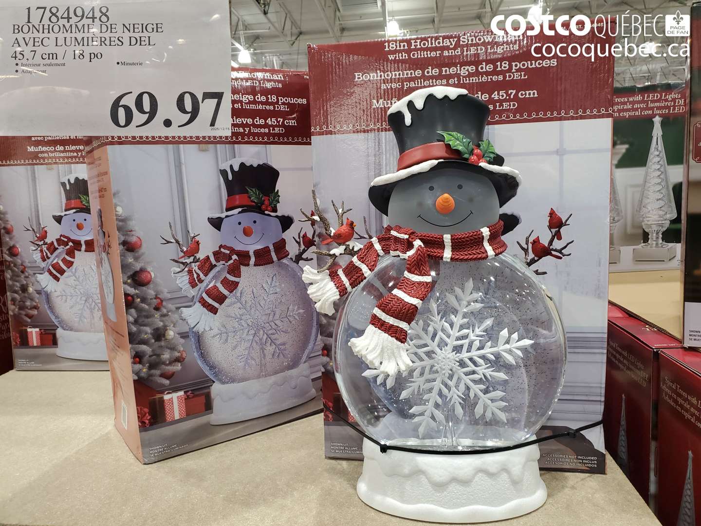 1784948 BONHOMME DE NEIGE A VEC LUMIÈRES DEL 45,7 cm / 18 po $69.97