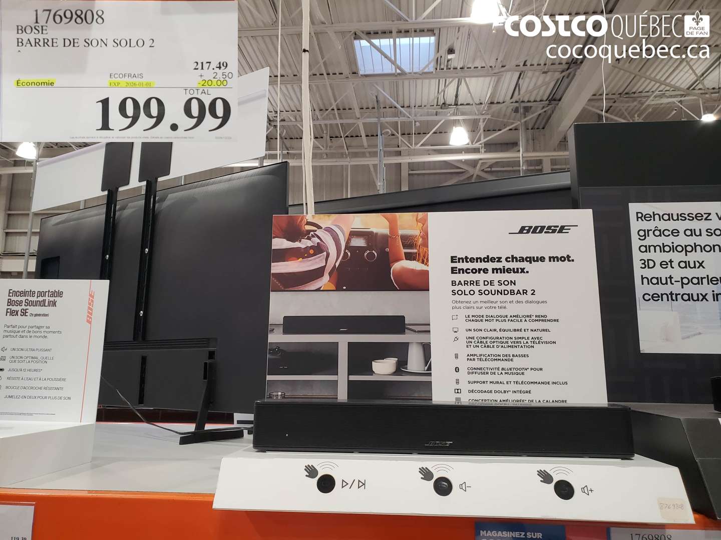 1769808 BOSE BARRE DE SON SOLO 2 ($20.00 INSTANT SAVINGS EXPIRES ON 2026-01-01) $199.99