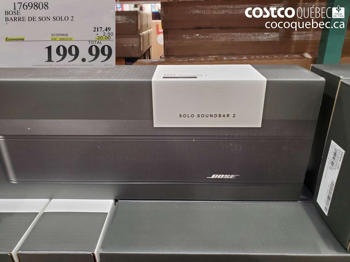 1769808 BOSE BARRE DE SON SOLO 2 ($20.00 INSTANT SAVINGS EXPIRES ON 2026-01-01) $199.99