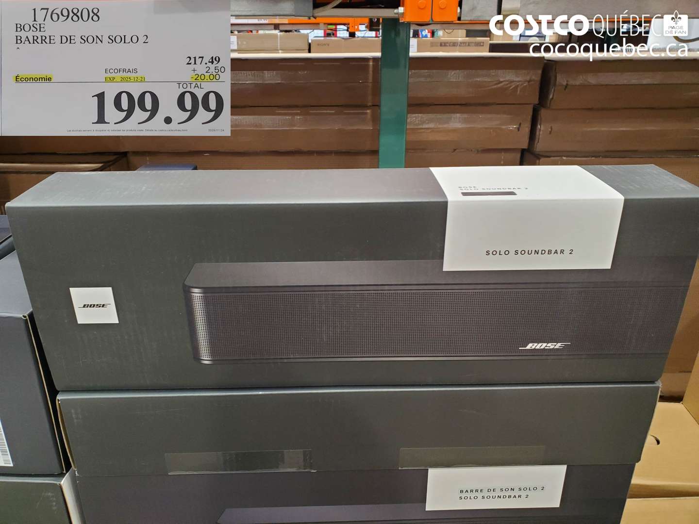 1769808 BOSE BARRE DE SON SOLO 2  ($20.00 INSTANT SAVINGS EXPIRES ON 2025-12-21) $199.99