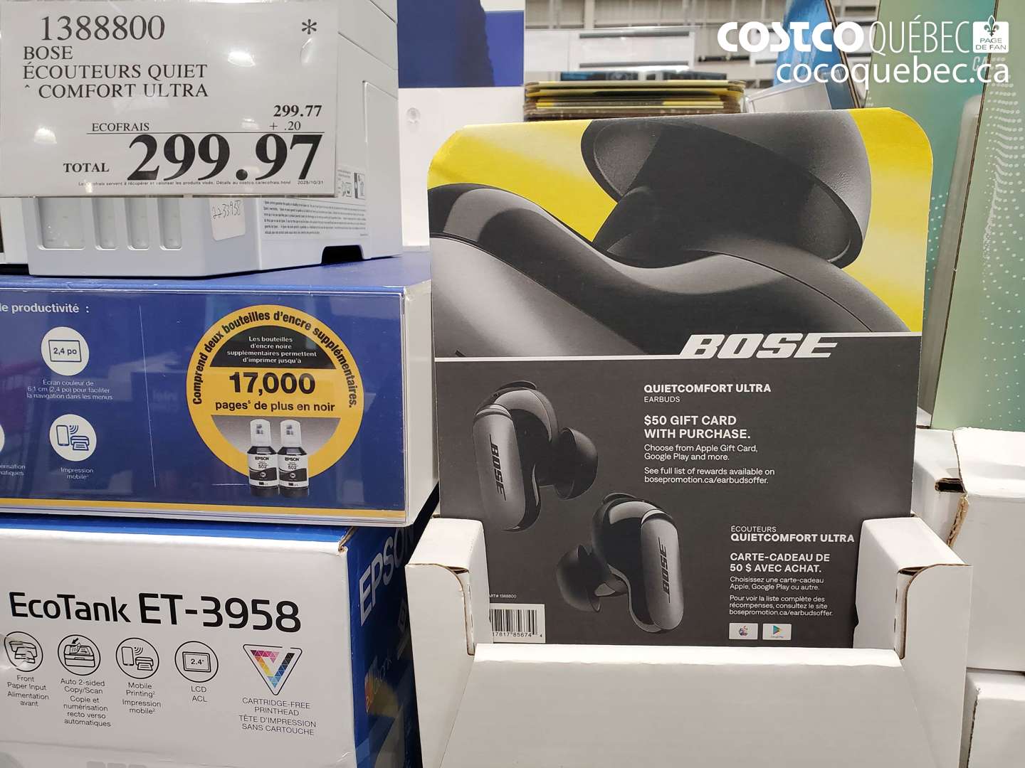 1388800 BOSE ÉCOUTEURS QUIET COMFORT ULTRA $299.97