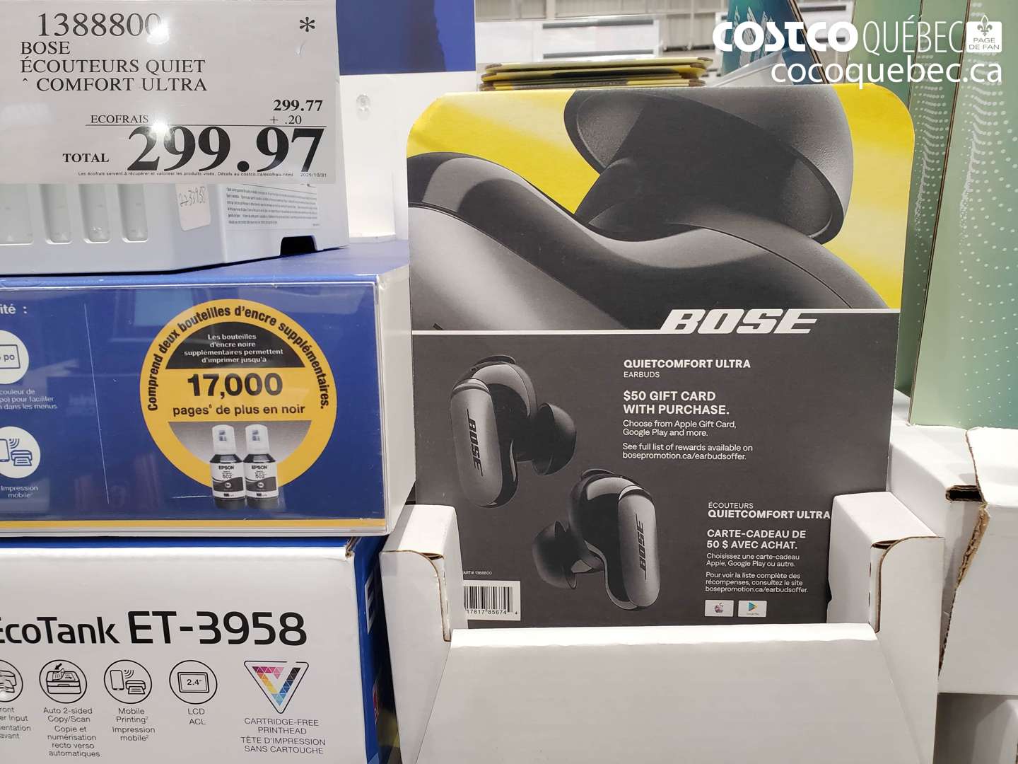 1388800 BOSE ÉCOUTEURS QUIET COMFORT ULTRA $299.97