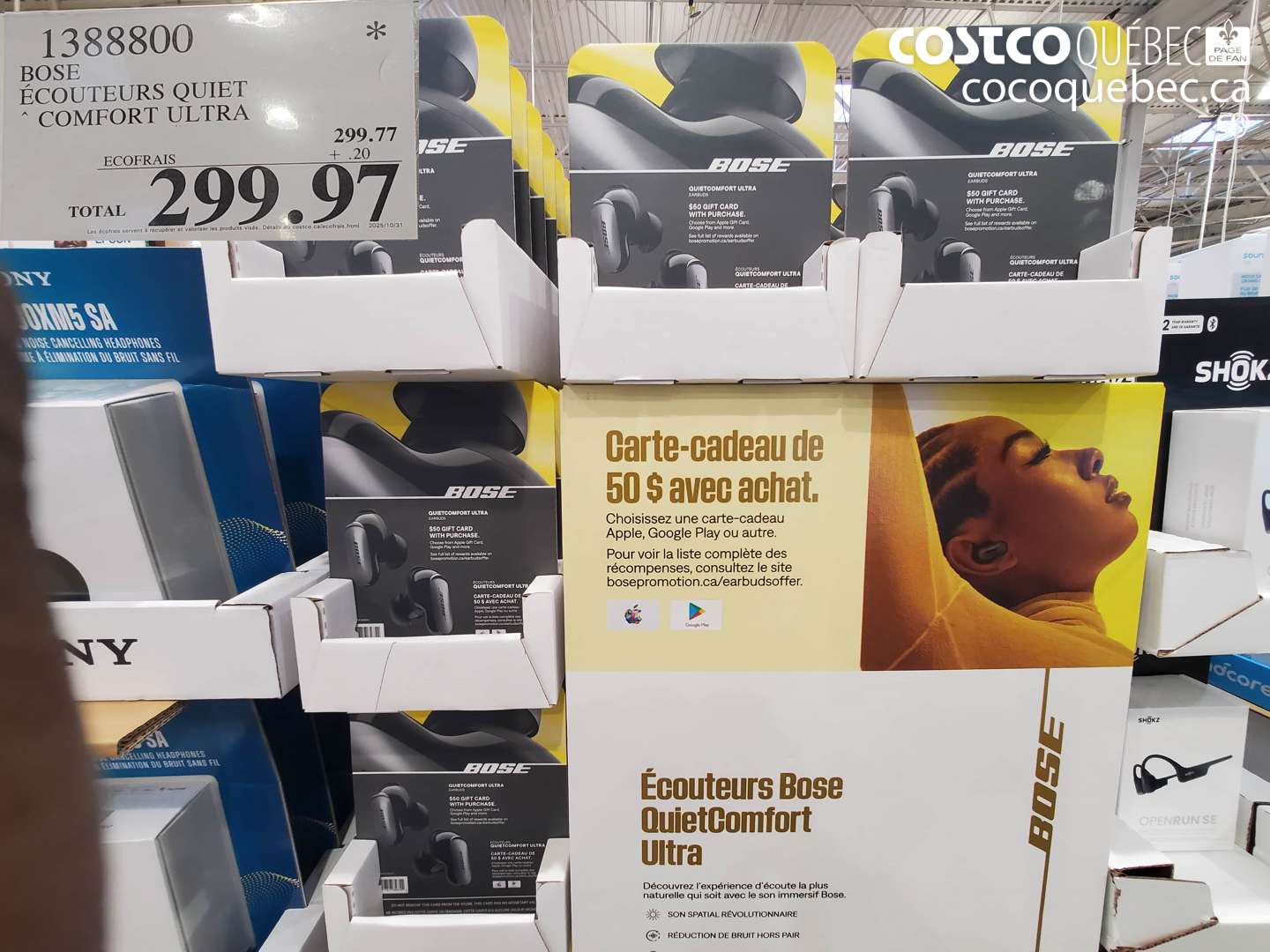 1388800 BOSE ECOUTEURS QUIET COMFORT ULTRA  $299.97