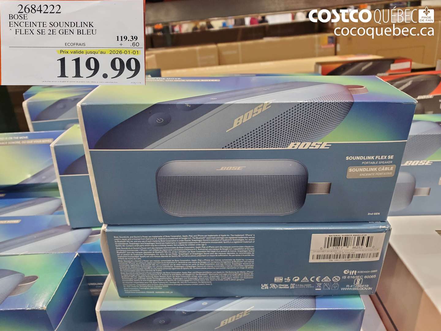 2684222 BOSE ENCEINTE SOUNDLINK FLEX 2E GEN BLEU (EXPIRES ON 2026-01-01) $119.99