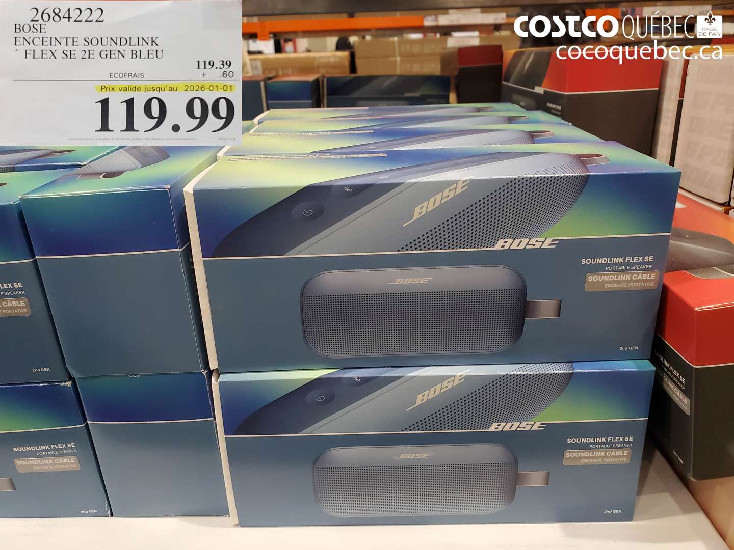 2684222 BOSE ENCEINTE SOUNDLINK FLEX 2E GEN BLEU (EXPIRES ON 2026-01-01) $119.99