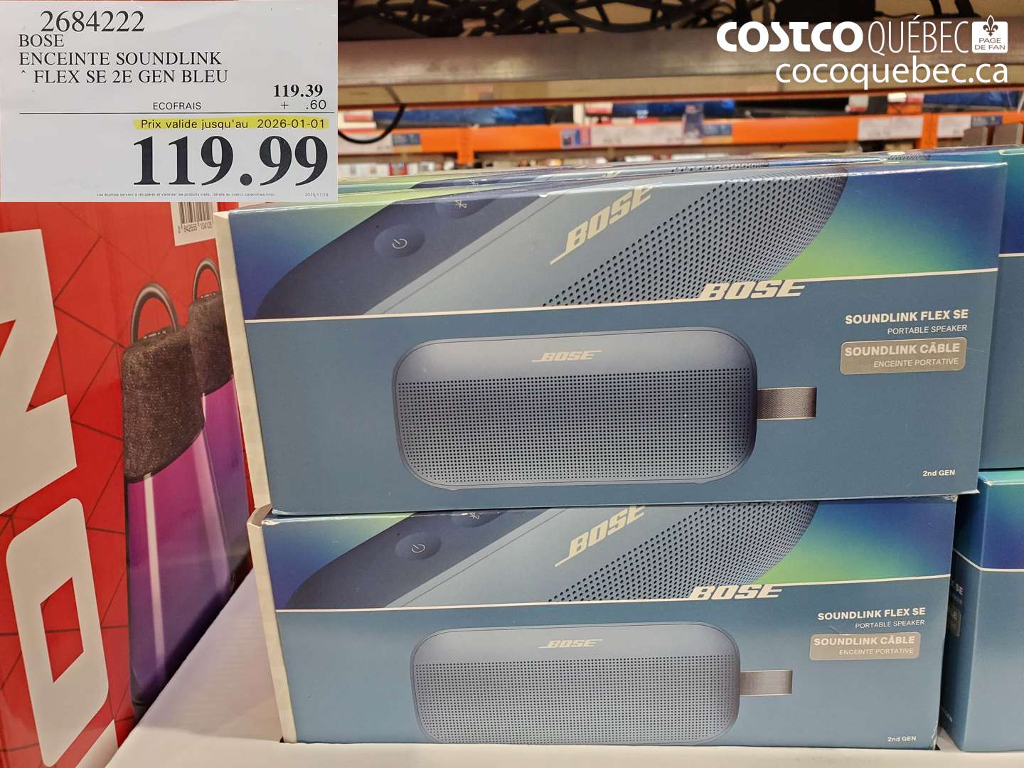 2684222 BOSE ENCEINTE SOUNDLINK FLEX 2E GEN BLEU (EXPIRES ON 2026-01-01) $119.99