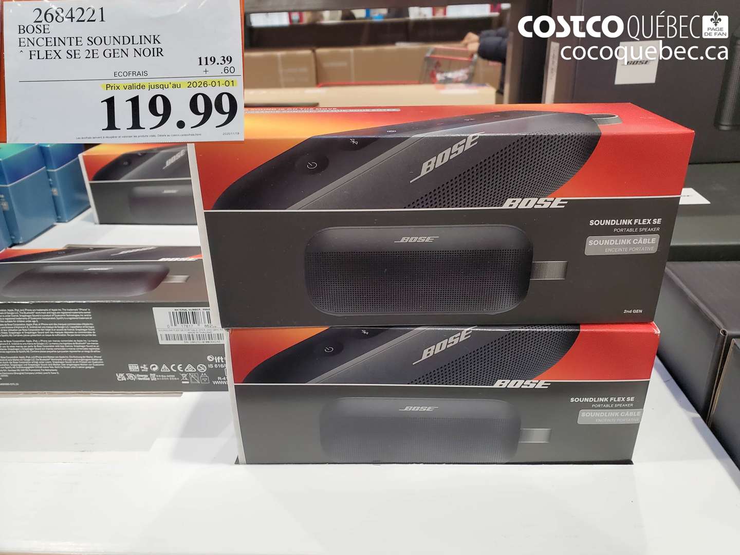 2684221 BOSE ENCEINTE SOUNDLINK FLEX 2E GEN NOIR (EXPIRES ON 2026-01-01) $119.99