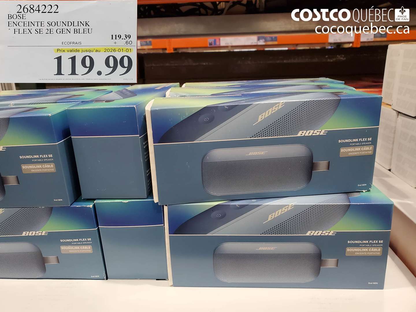 2684222 BOSE ENCEINTE SOUNDLINK FLEX SE 2E GEN BLEU (EXPIRES ON 2026-01-01) $119.39