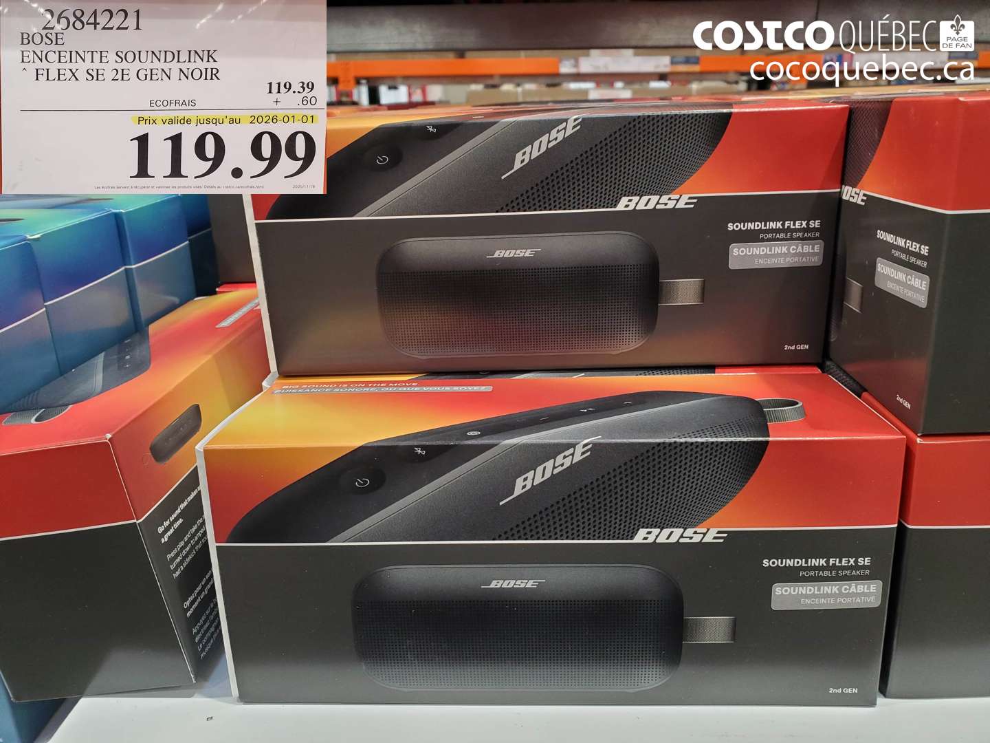 2684221 BOSE ENCEINTE SOUNDLINK FLEX SE 2E GEN NOIR (EXPIRES ON 2026-01-01) $119.99