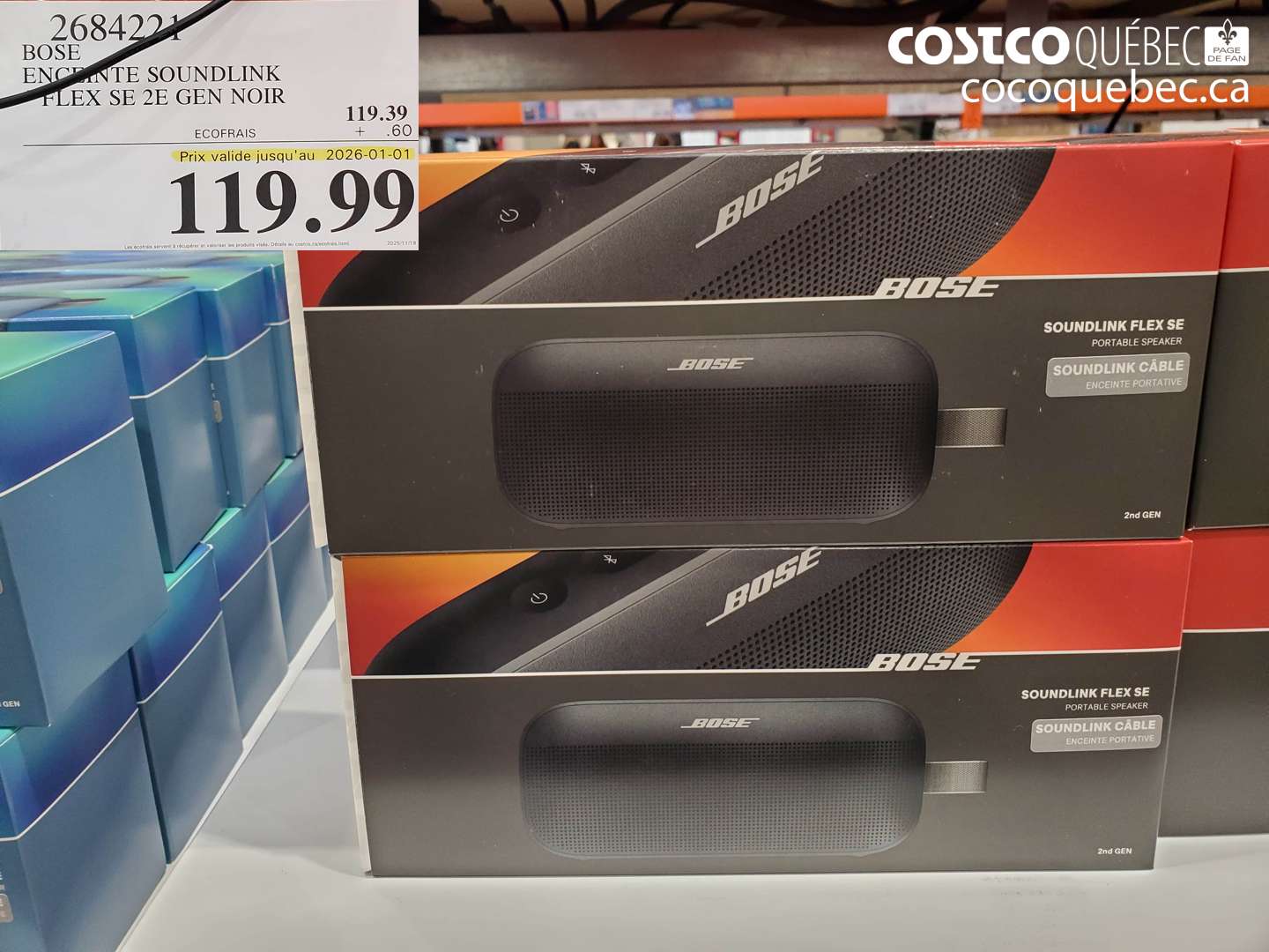 2684221 BOSE ENCEINTE SOUNDLINK FLEX SE 2E GEN NOIR (EXPIRES ON 2026-01-01) $119.99