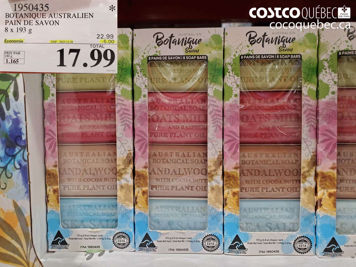 1950435 BOTANIQUE AUSTRALIEN PAIN DE SAVON ($5.00 INSTANT SAVINGS EXPIRES ON 2025-12-28) $17.99