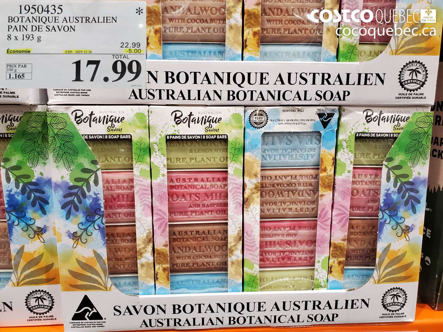 1950435 BOTANIQUE AUSTRALIEN PAIN DE SAVON ($5.00 INSTANT SAVINGS EXPIRES ON 2025-12-28) $17.99
