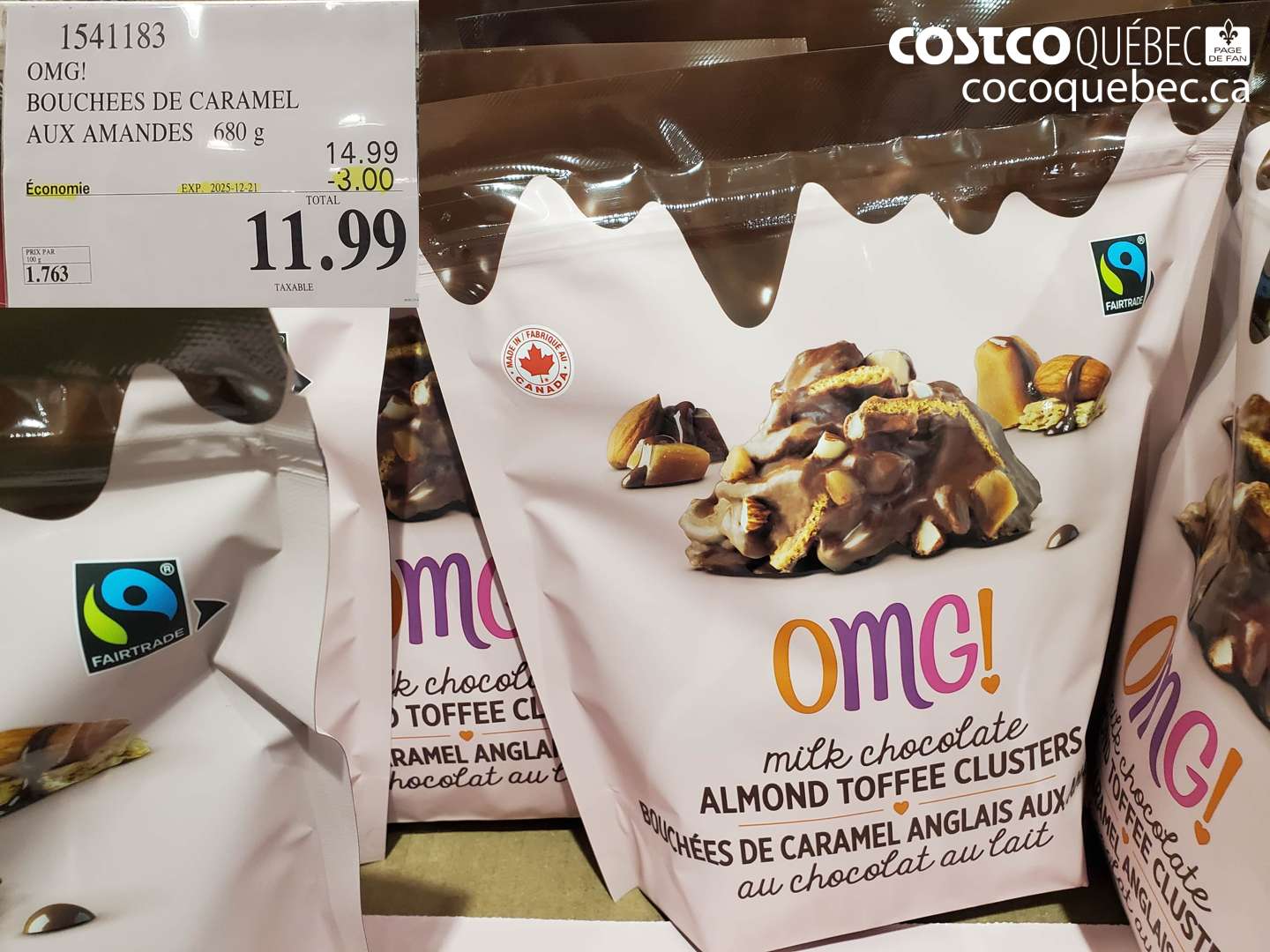 1541183 BOUCHÉES DE CARAMEL AUX AMANDES 680 g ($3.00 INSTANT SAVINGS EXPIRES ON 2025-12-21) $11.99