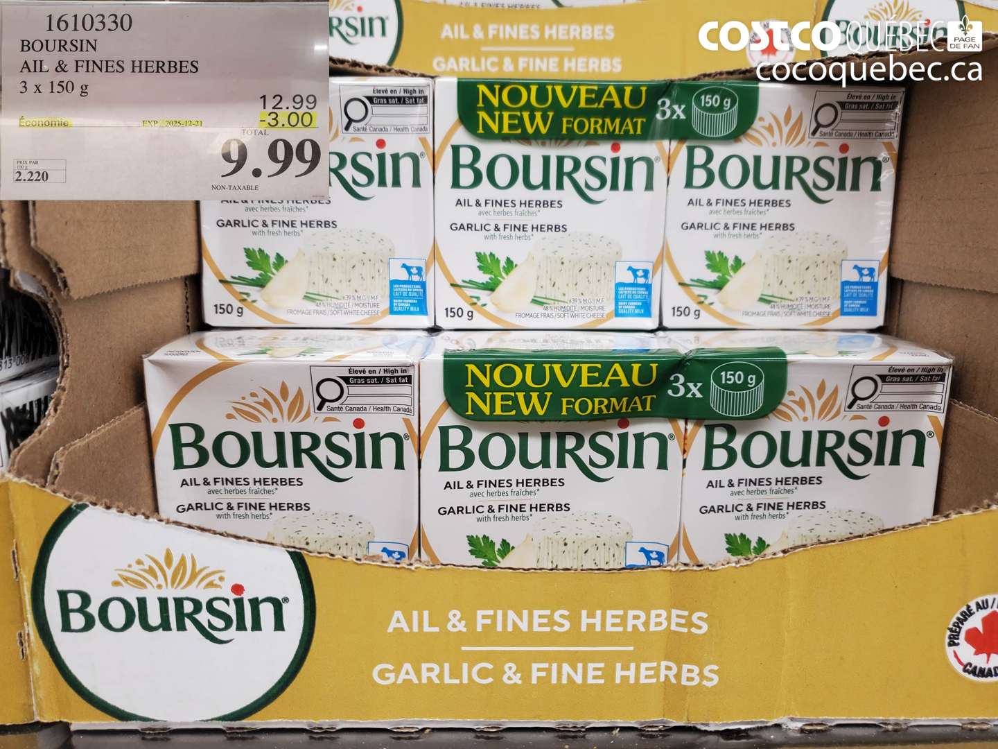 1610330 BOURSIN AIL & FINES HERBES 3 x 150 g (EXPIRES ON 2025-12-21) $9.99